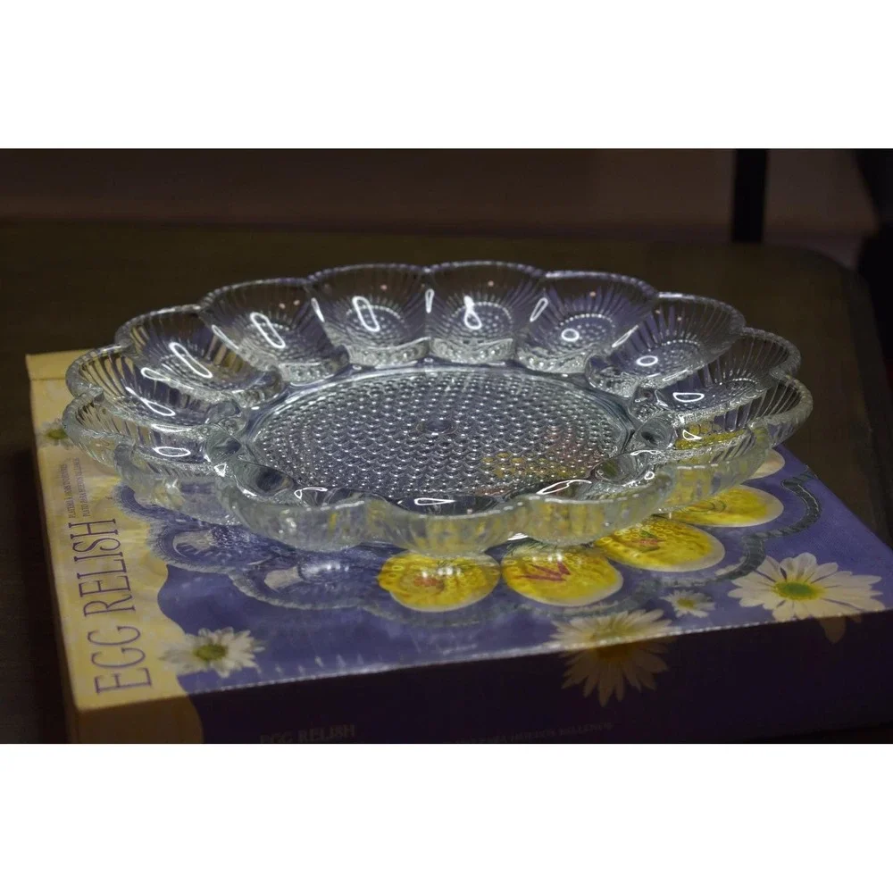 Vintage Indiana‎ Glass Egg Relish Dish: Crystal Collection Tray